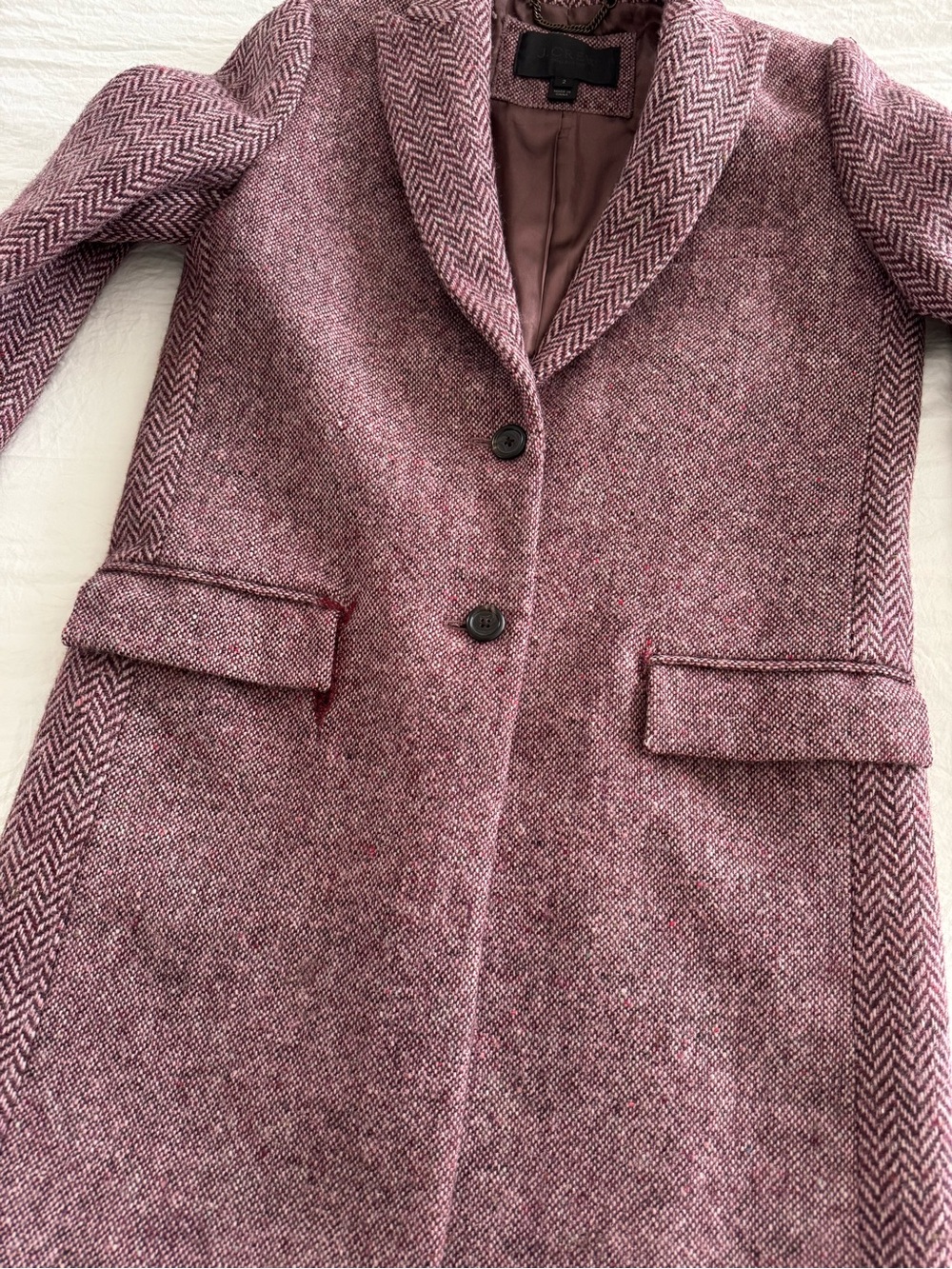 J.Crew Collection 100% Wool Herringbone Blazer Jacket Mauve Burgundy Size 2 - Picture 4 of 13